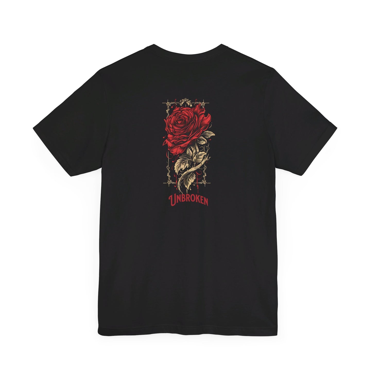 Unbroken Vintage Rose Unisex Jersey T-Shirt, Short Sleeve, Black, Navy