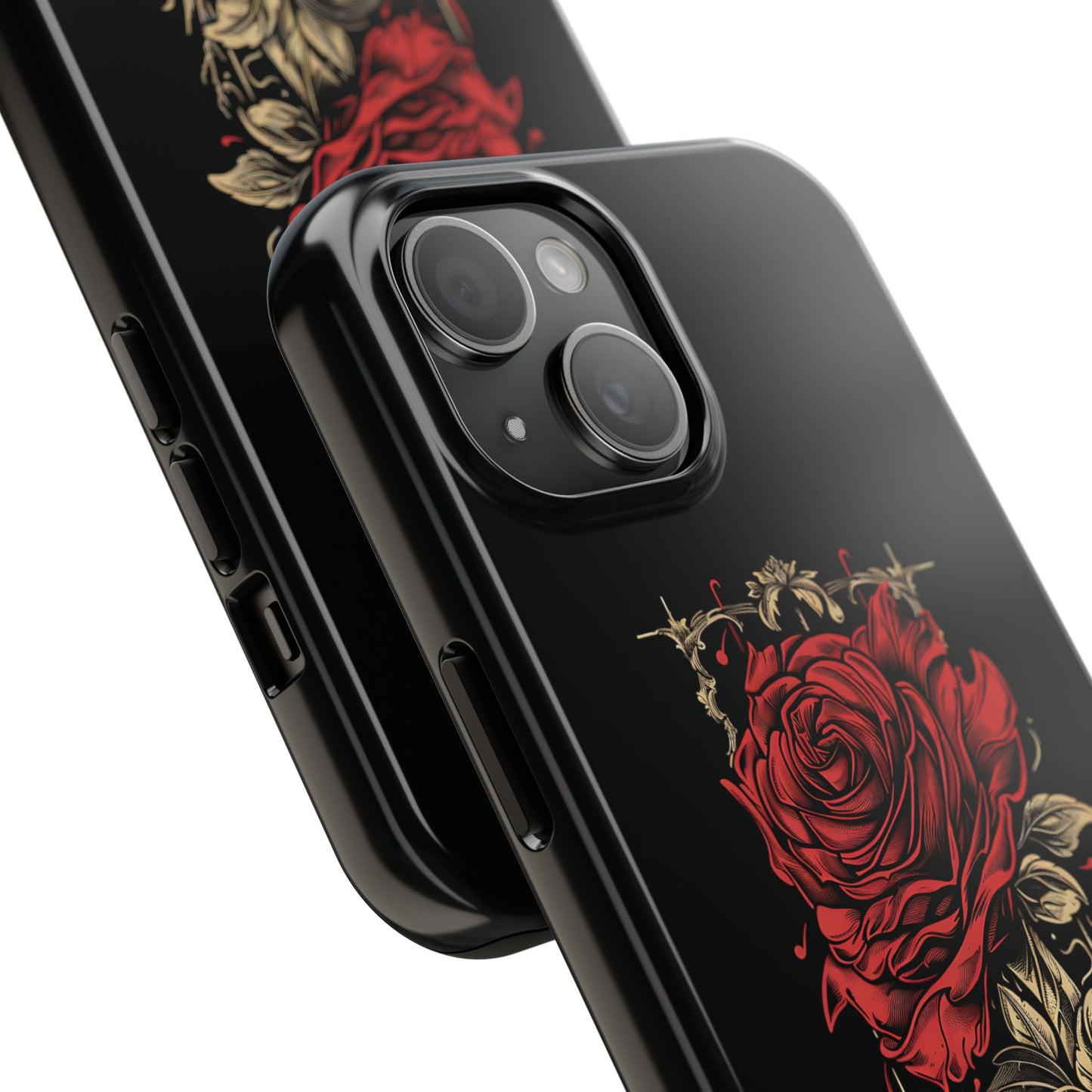 Unbroken Vintage Rose Design Tough Cases for iPhone 15, 15 Pro, 15 Plus, 15 Pro Max, Lightweight, Impact Resistant, 2-Piece TPU and Polycarbonate Shell