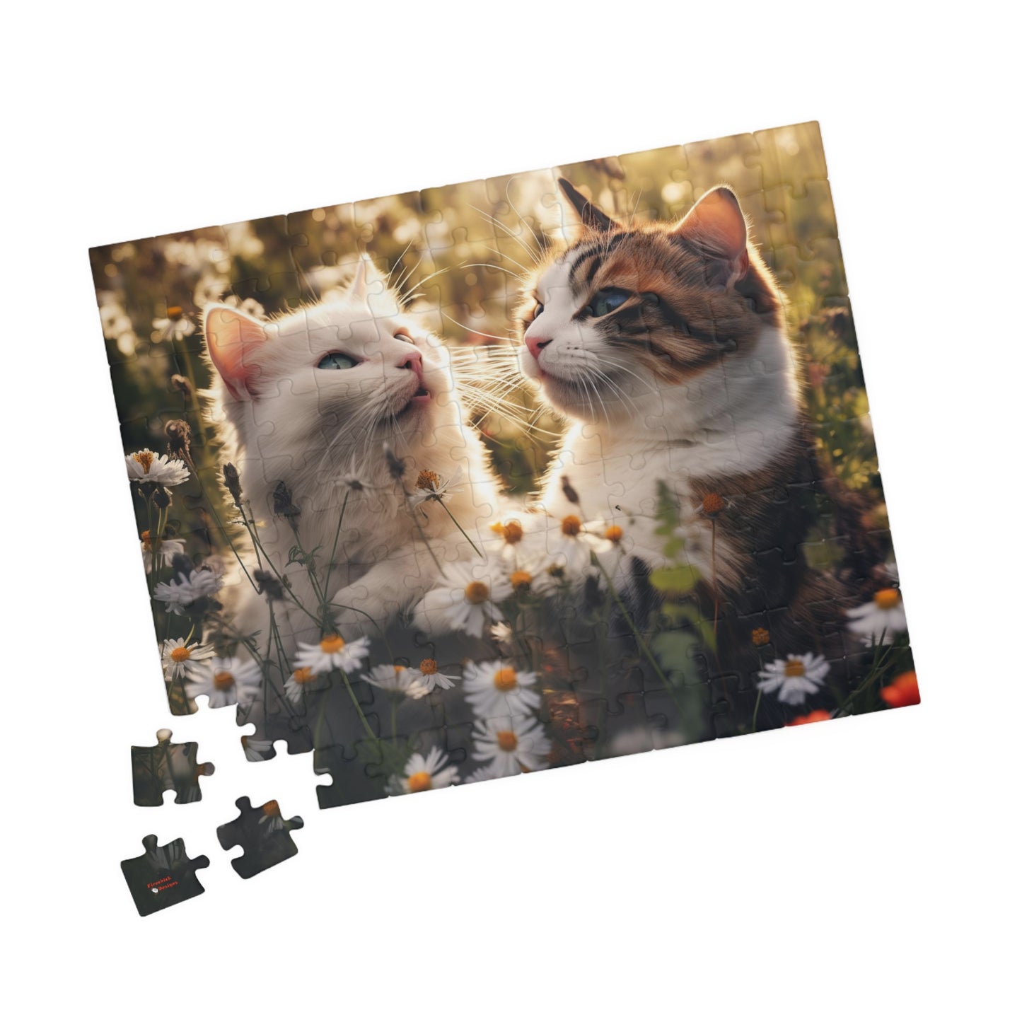 Cats in Wildflowers Jigsaw Puzzle (110, 252, 520, 1014-piece)1000 Kitten Kitty Cat Lady Pussycat Feline Jig Saw Animals Ailurophile Girls Women Woman