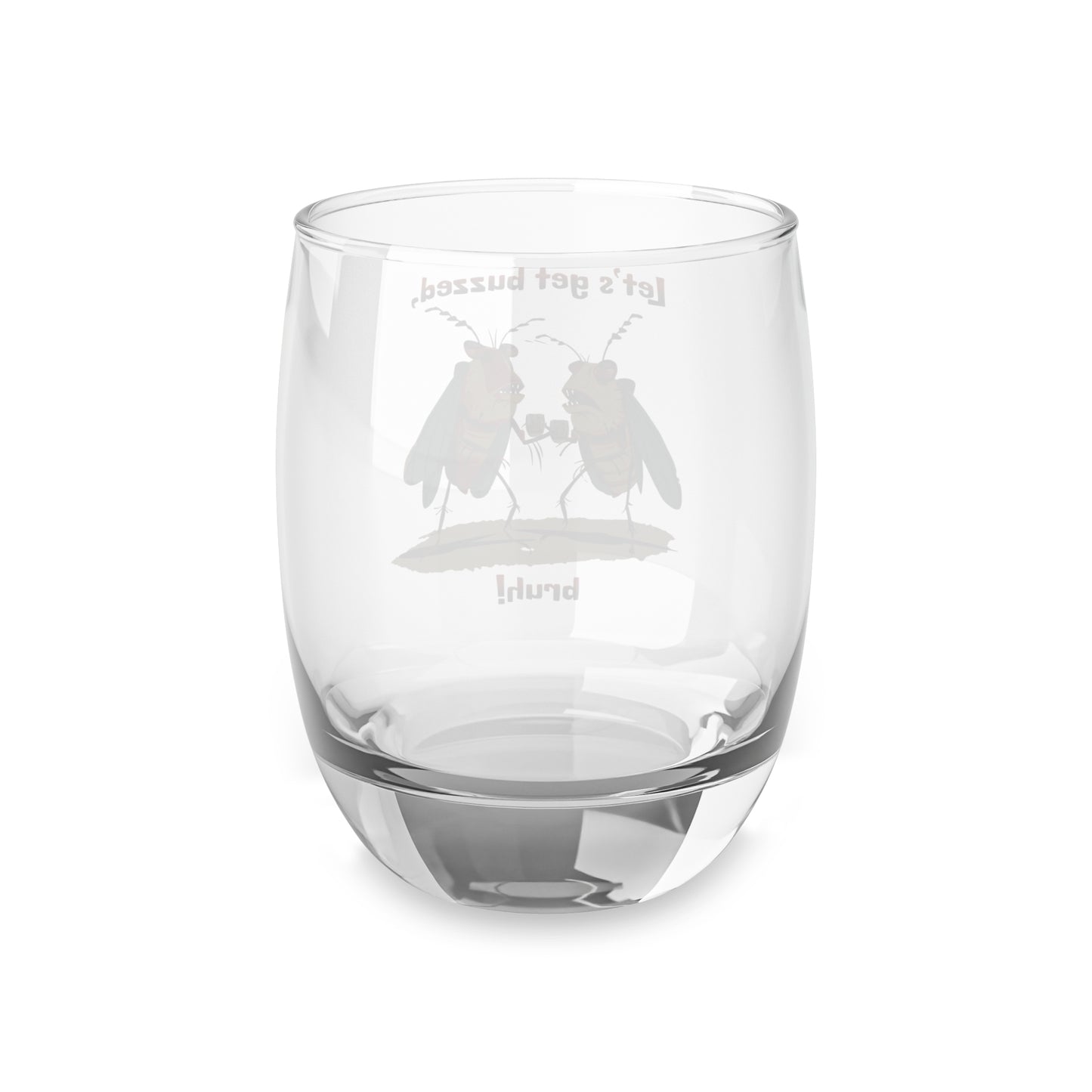 Let's Get Buzzed Whiskey Glass, 6oz (0.17L), Cartoon Cicadas, Glossy Print, Bourbon Glasses