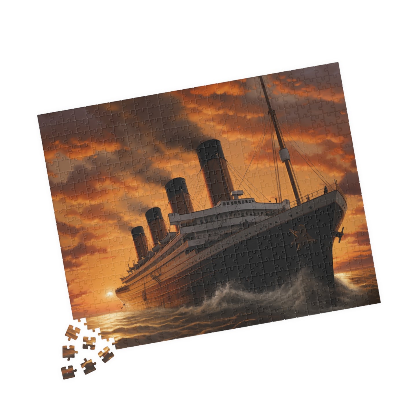 Titanic Sunrise Puzzle (110, 252, 500, 1014-piece) Queen Mary Large Ship Beautiful Scenery Ocean Sea Cruise Maiden Voyage Jigsaw Jig Saw