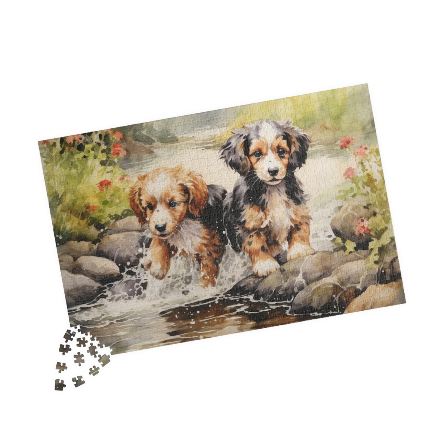 Puppies at Play Puzzle (110, 252, 500, 1014-piece) | Dogs Pets Puppy Animal Lovers Cute Adorable Art Canine K9 1000 Piece Jig Saw