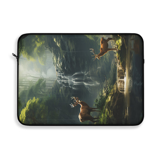 Mother Nature's Wonder Laptop Sleeve |  Tablet Cover Deer Buck Stag Waterfall Forest Woods Nature God's Country Wilderness Computer Case