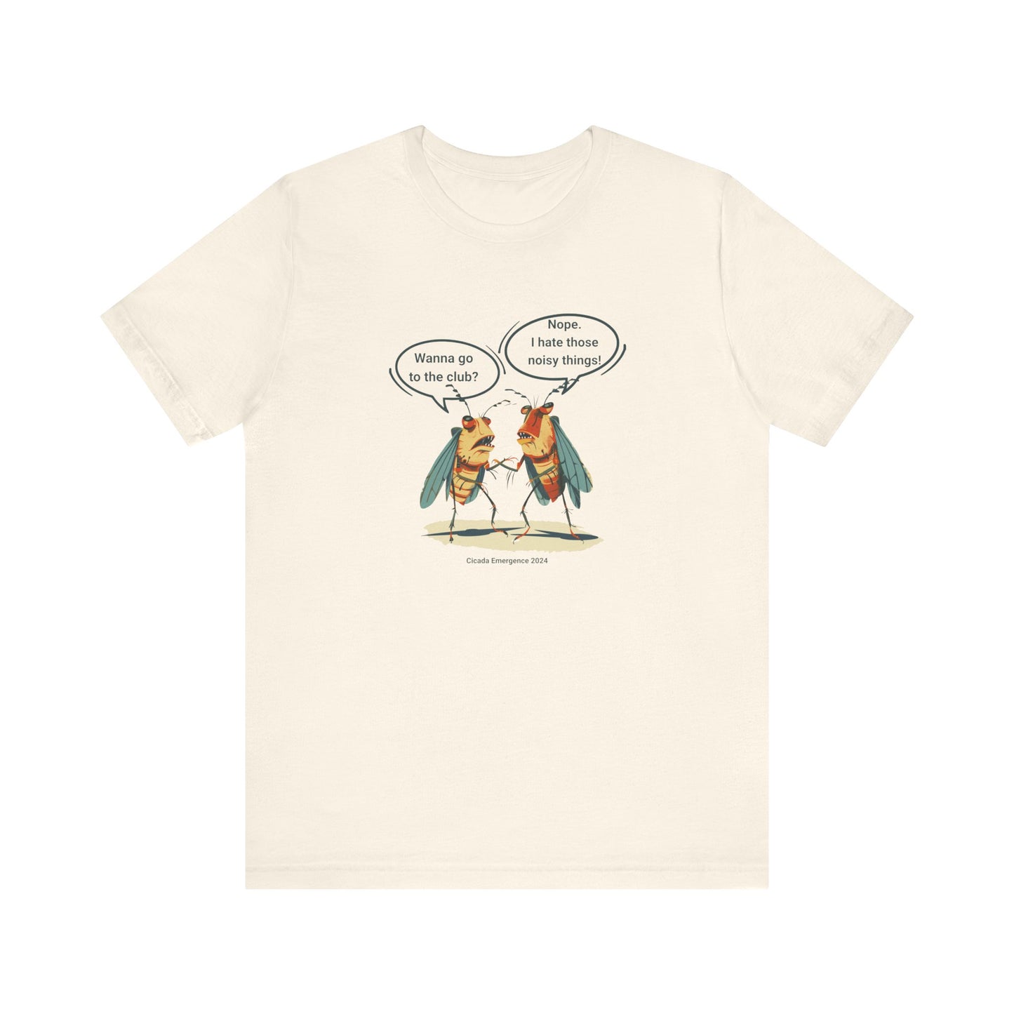 Unisex Cicadas Cartoon Jersey Tee, Short Sleeve, Cicada Nope tshirt Emergence 2024 Bug Insect Invasion