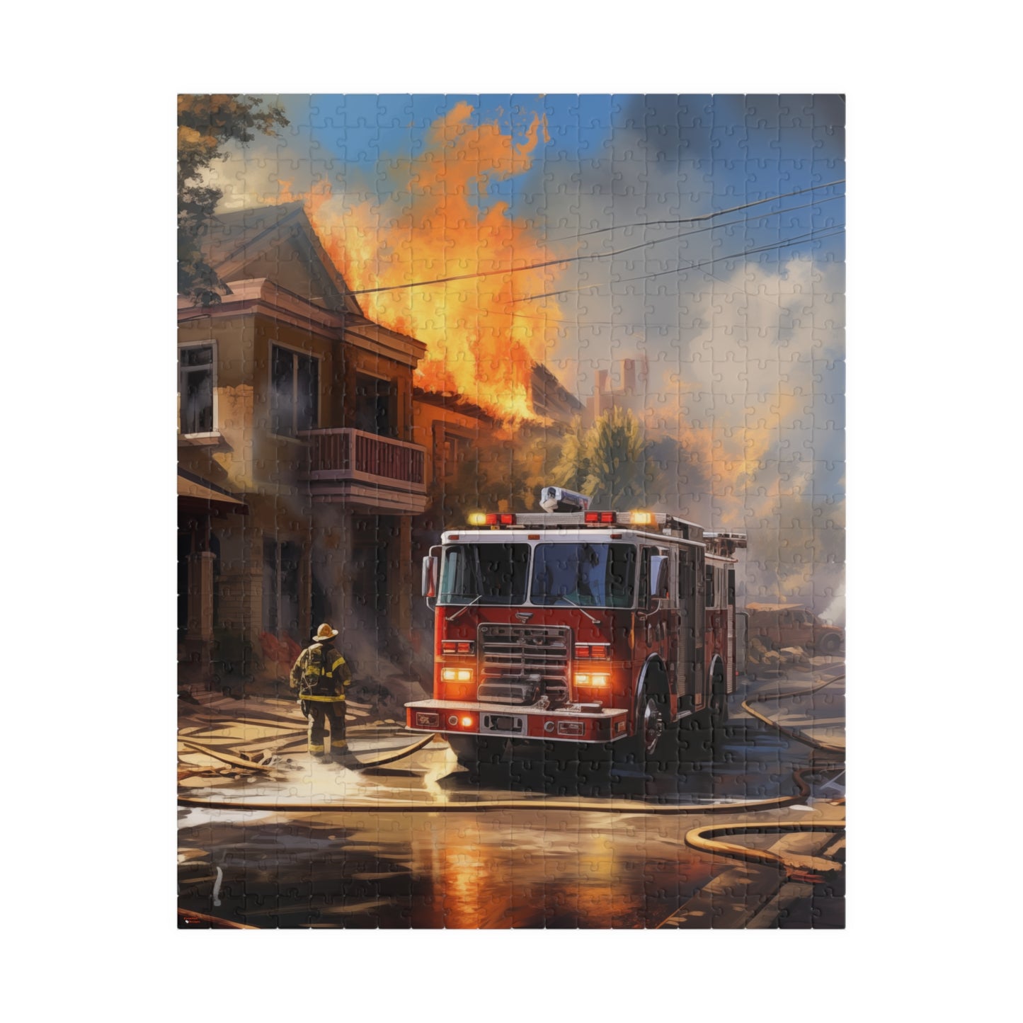 House Fire Fight Puzzle (110, 252, 500, 1014-piece) Firefighters Fireman Firemen Fighter America's Bravest First Responder Hero Heros