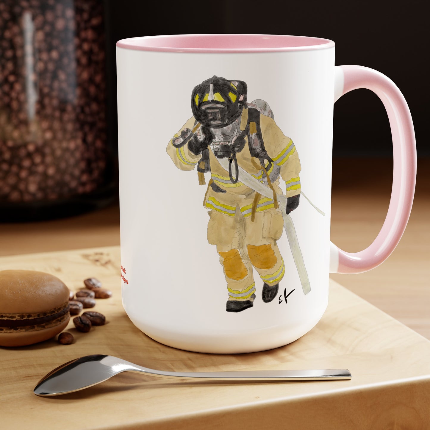 Firefighter "Hose Dragger Life" Two-Tone Coffee Mugs, 15oz Firefighters Gifts Unique Coffee Gift Mug Cup