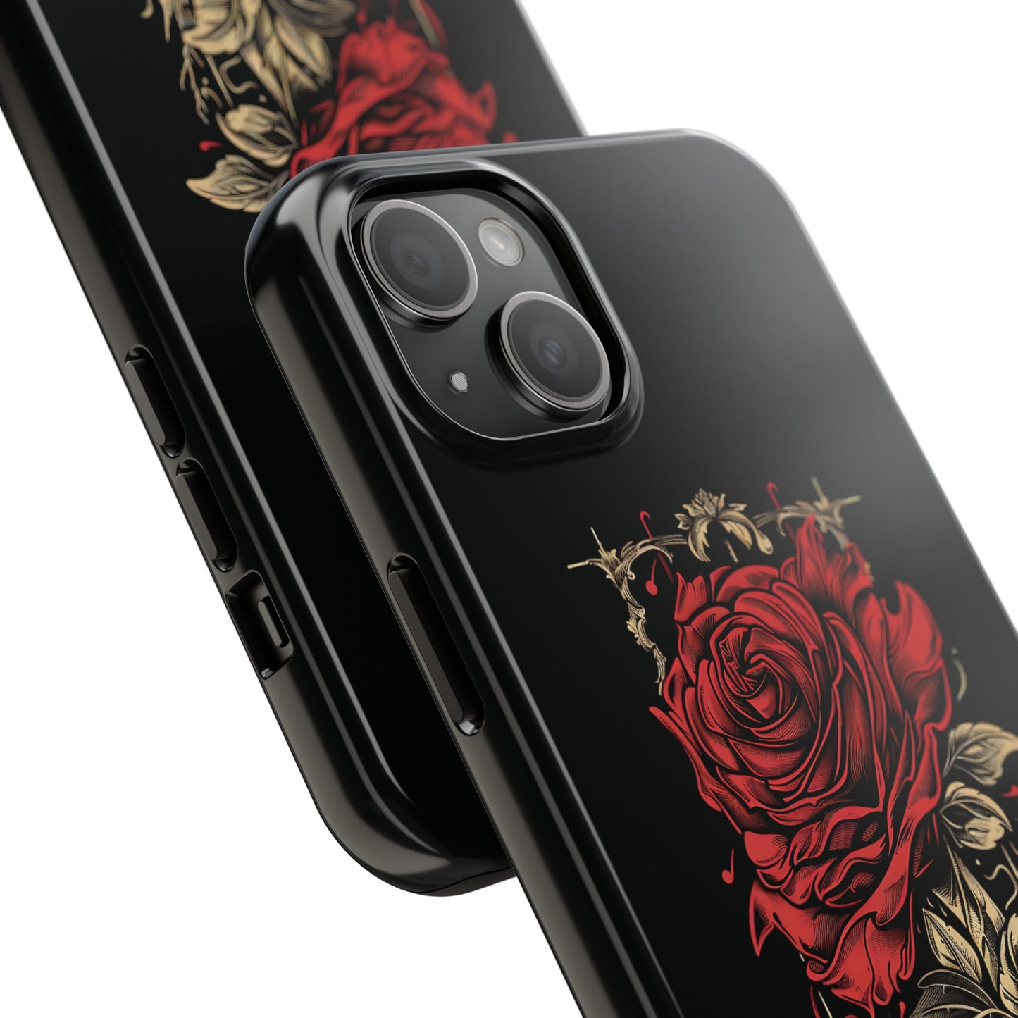 Unbroken Vintage Rose Design Tough Cases for iPhone 15, 15 Pro, 15 Plus, 15 Pro Max, Lightweight, Impact Resistant, 2-Piece TPU and Polycarbonate Shell