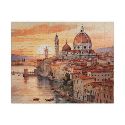 Italy at Sunset Watercolor Puzzle (110, 252, 520, 1014-piece) Italian City Europe Old Country Painting Jig Saw 1000 Family Games Challenge