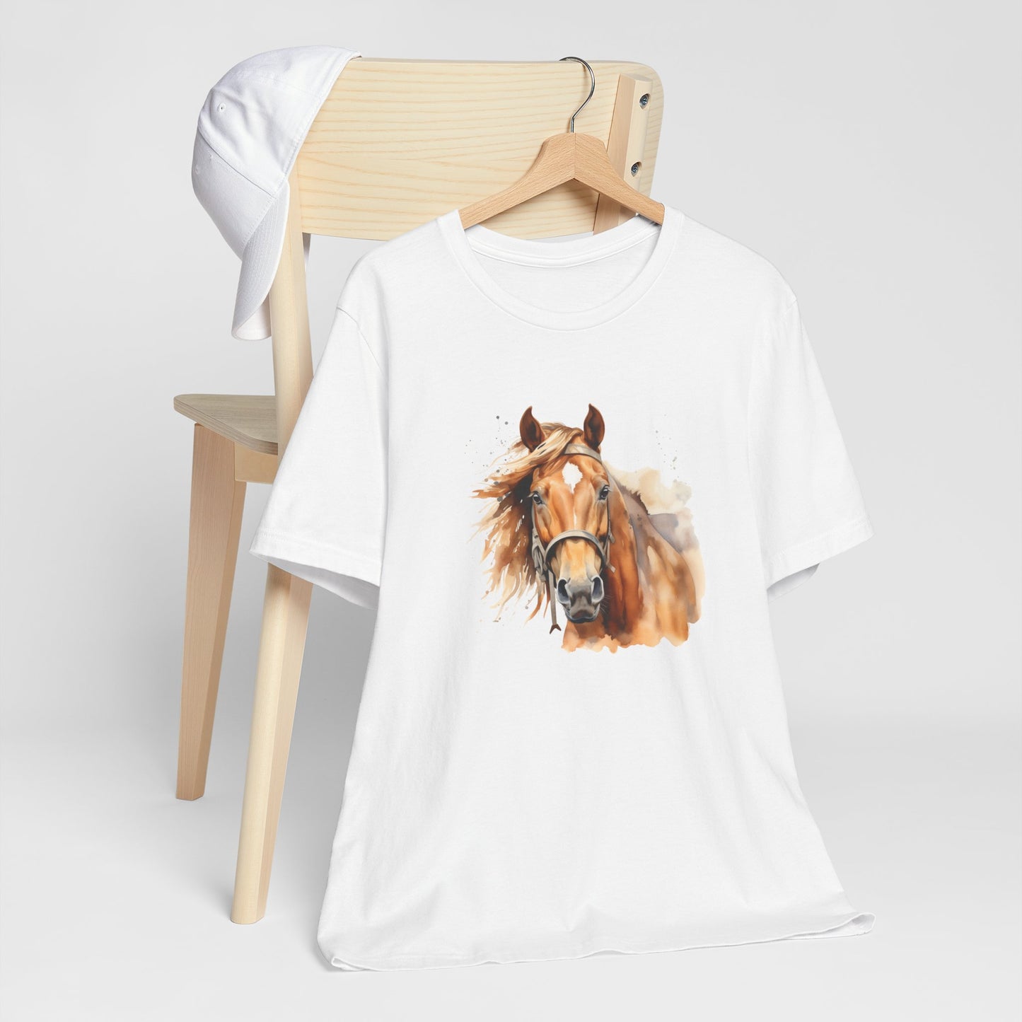 Horse Print T-Shirt, Short Sleeve, White or Natural, Ring-Spun Cotton, Horse Image, Comfort Fit, American Quarter Horse