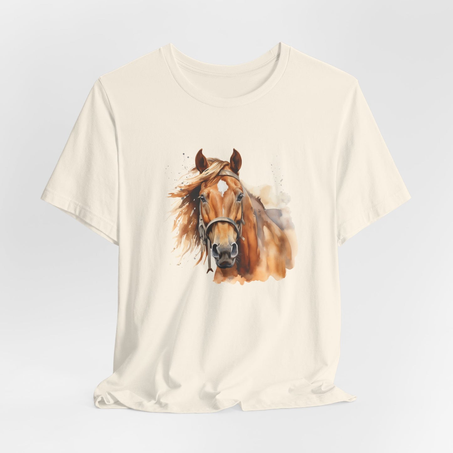 Horse Print T-Shirt, Short Sleeve, White or Natural, Ring-Spun Cotton, Horse Image, Comfort Fit, American Quarter Horse