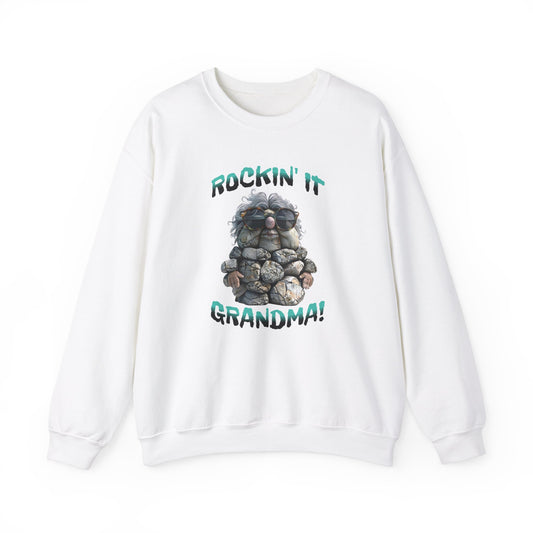 Rockin' It Grandma Unisex Heavy Blend™ Crewneck Sweatshirt Granny Grandmother Mama Mom Mother Grammy Gigi Grams Nana Mimi OMA Mamaw