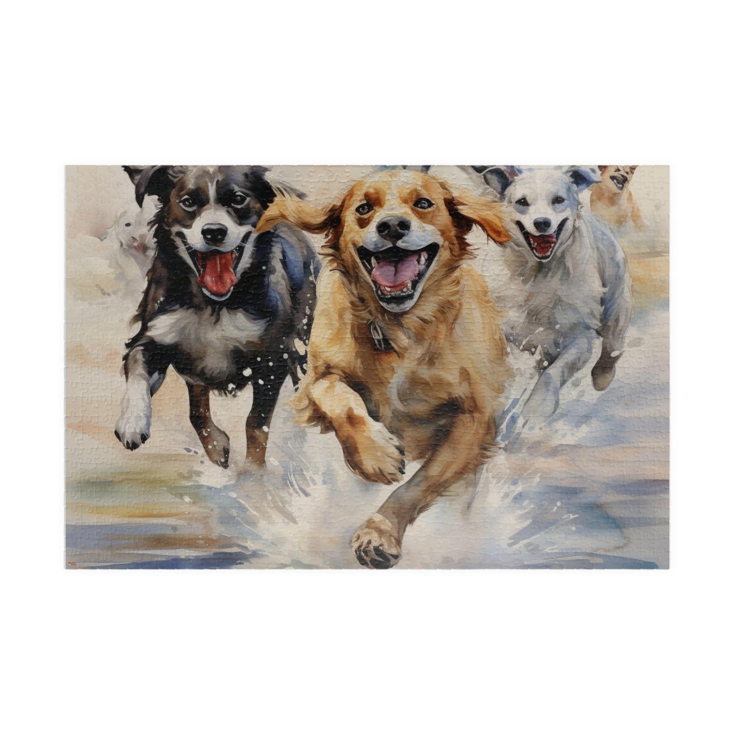 Mutts at Play Puzzle (110, 252, 500, 1014-piece) | Dogs Family Friends K9 Canine Pals Dog Buddies Pets Fur Babies Water Color Art Jig Saw