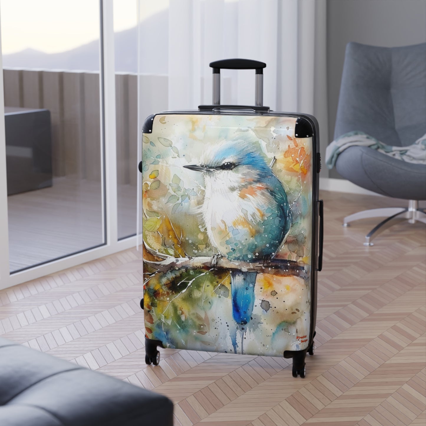 Western Bluebird Suitcase | Wildlife luggage Bird Duffle Travel Bag Carryon Nature Watercolor Animals Beauty Traveling Baggage Gear