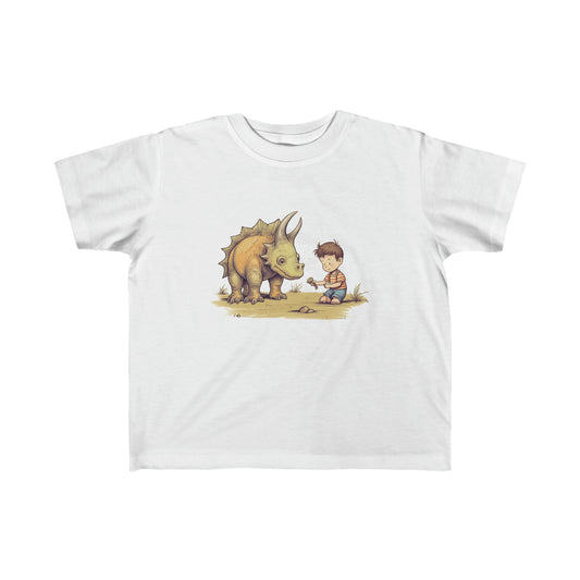 Triceratops and Me Toddler's Fine Jersey Tee | Dinosaur Shirt Boy Pet Dino Playing Imagination Fantasy Child Kids Dog Lizard