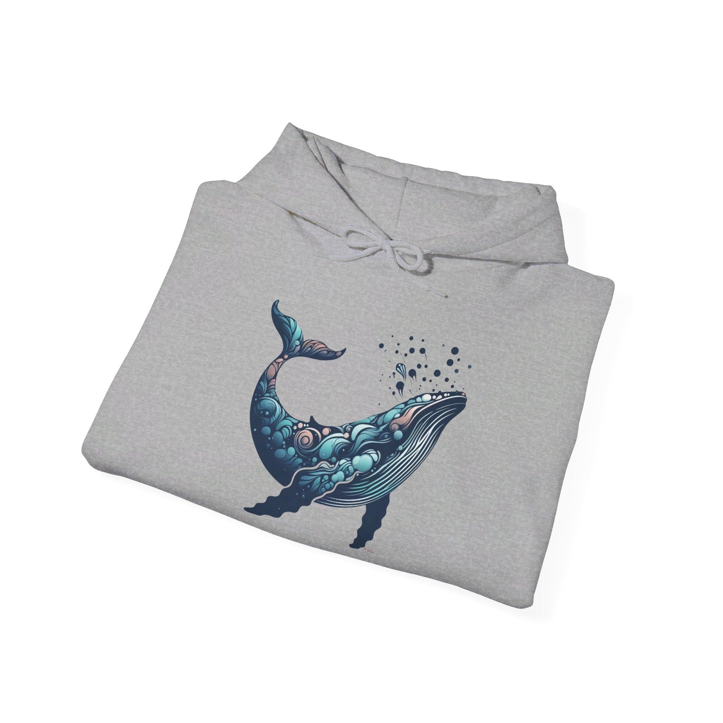 Humpback Whale Unisex Heavy Blend™ Hooded Sweatshirt | Abstract Whales Marine Mammal Blue Colorful Hoodie Ocean Animals Sea Life