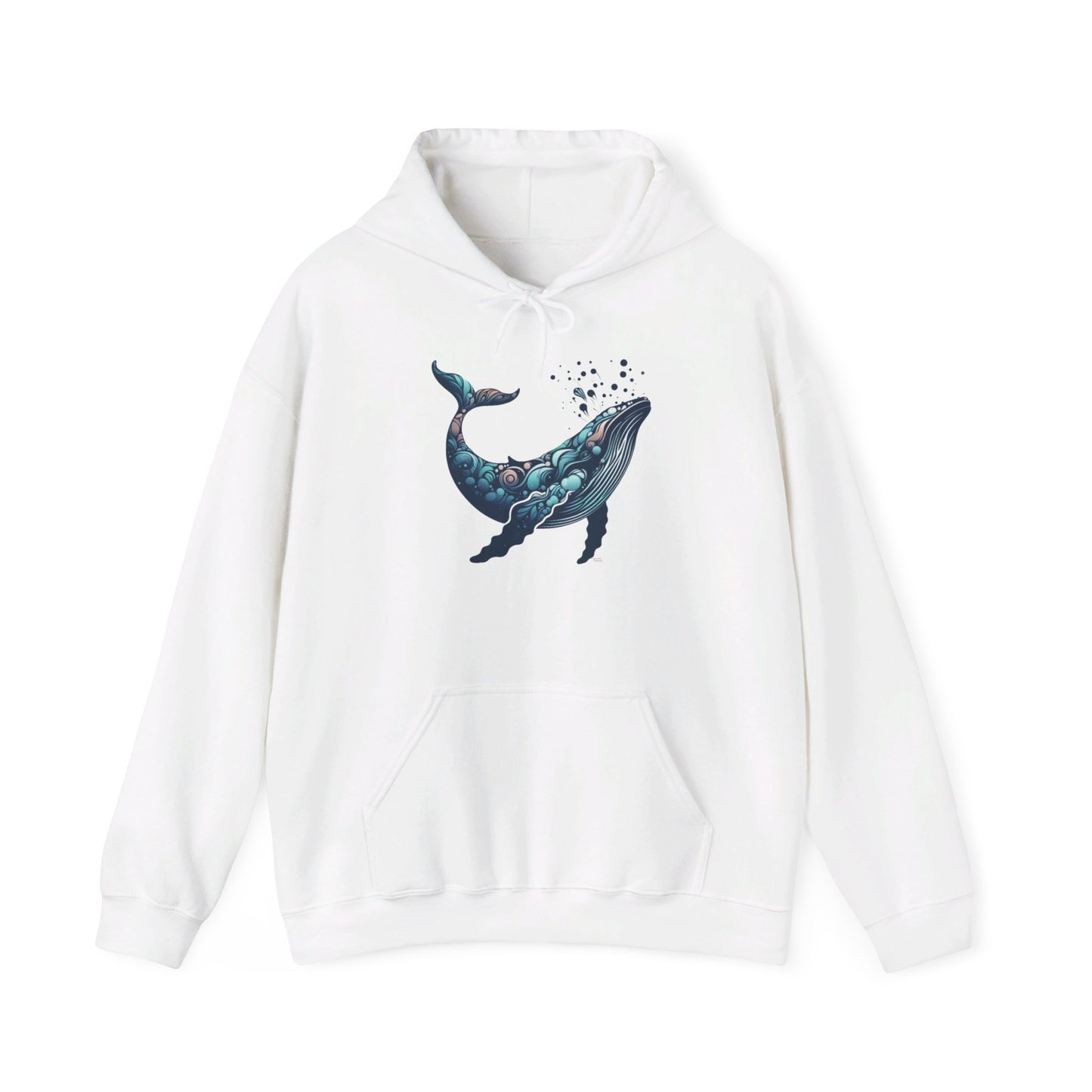 Humpback Whale Unisex Heavy Blend™ Hooded Sweatshirt | Abstract Whales Marine Mammal Blue Colorful Hoodie Ocean Animals Sea Life