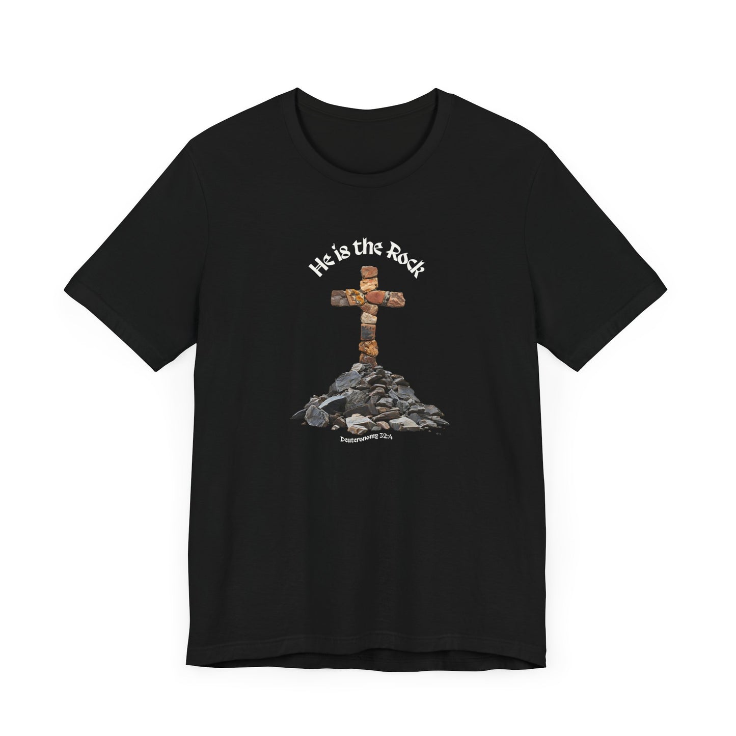 He is the Rock Cross T-Shirt, Small - XL, Solid Colors, Unisex Jersey Short Sleeve Tee