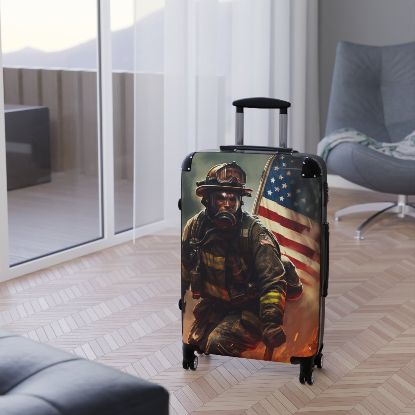 American Firefighter Suitcase Fireman Fire Fighter Luggage Duffle Bag Carryon First Responder Gear Baggage Travel Case