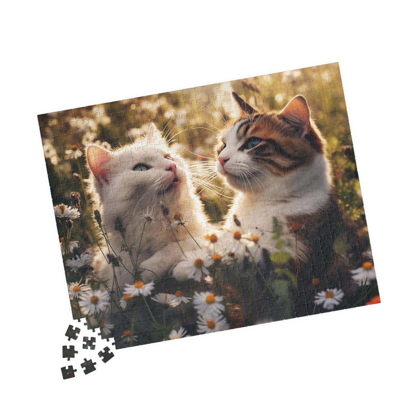 Cats in Wildflowers Jigsaw Puzzle (110, 252, 520, 1014-piece)1000 Kitten Kitty Cat Lady Pussycat Feline Jig Saw Animals Ailurophile Girls Women Woman