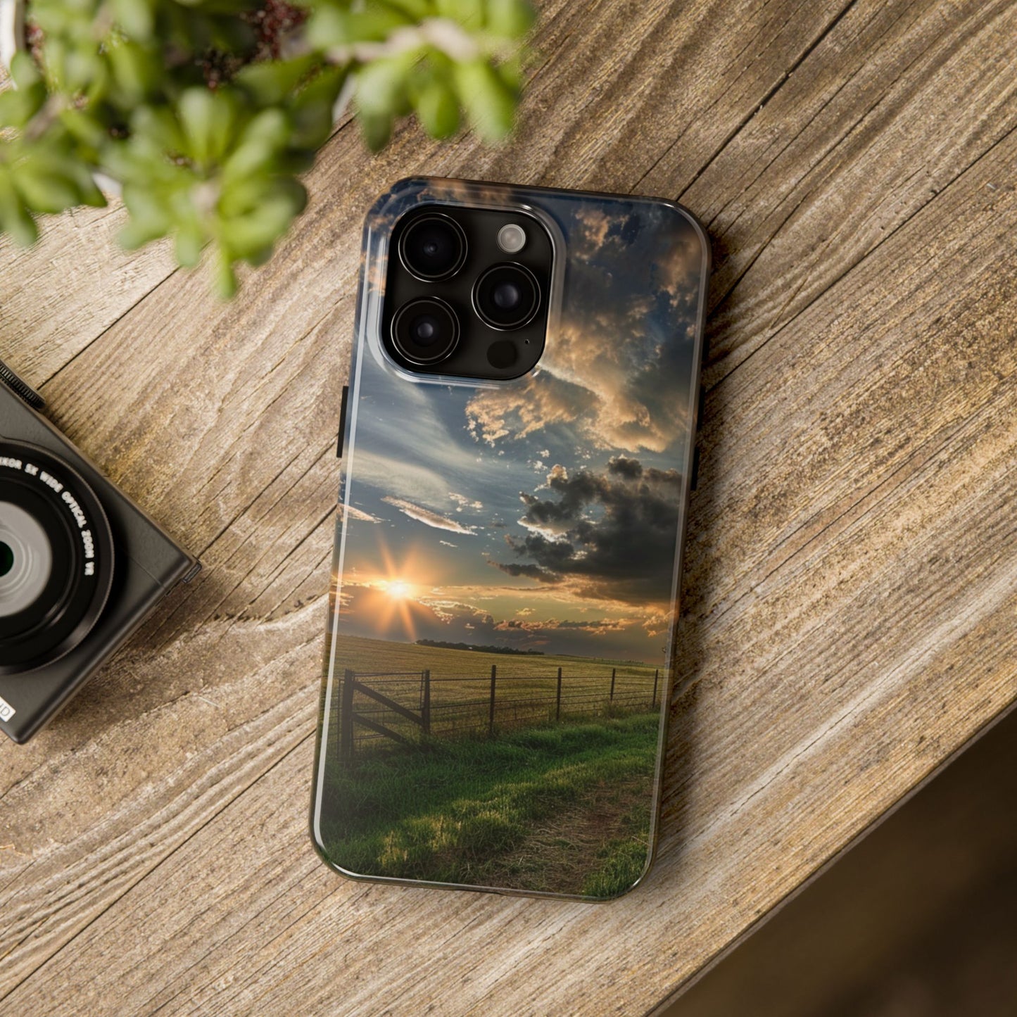 Tough iPhone 15 Series Phone Case, Scenic American Heartland Design, Polycarbonate Shell, TPU Lining, Wireless Charging Compatible