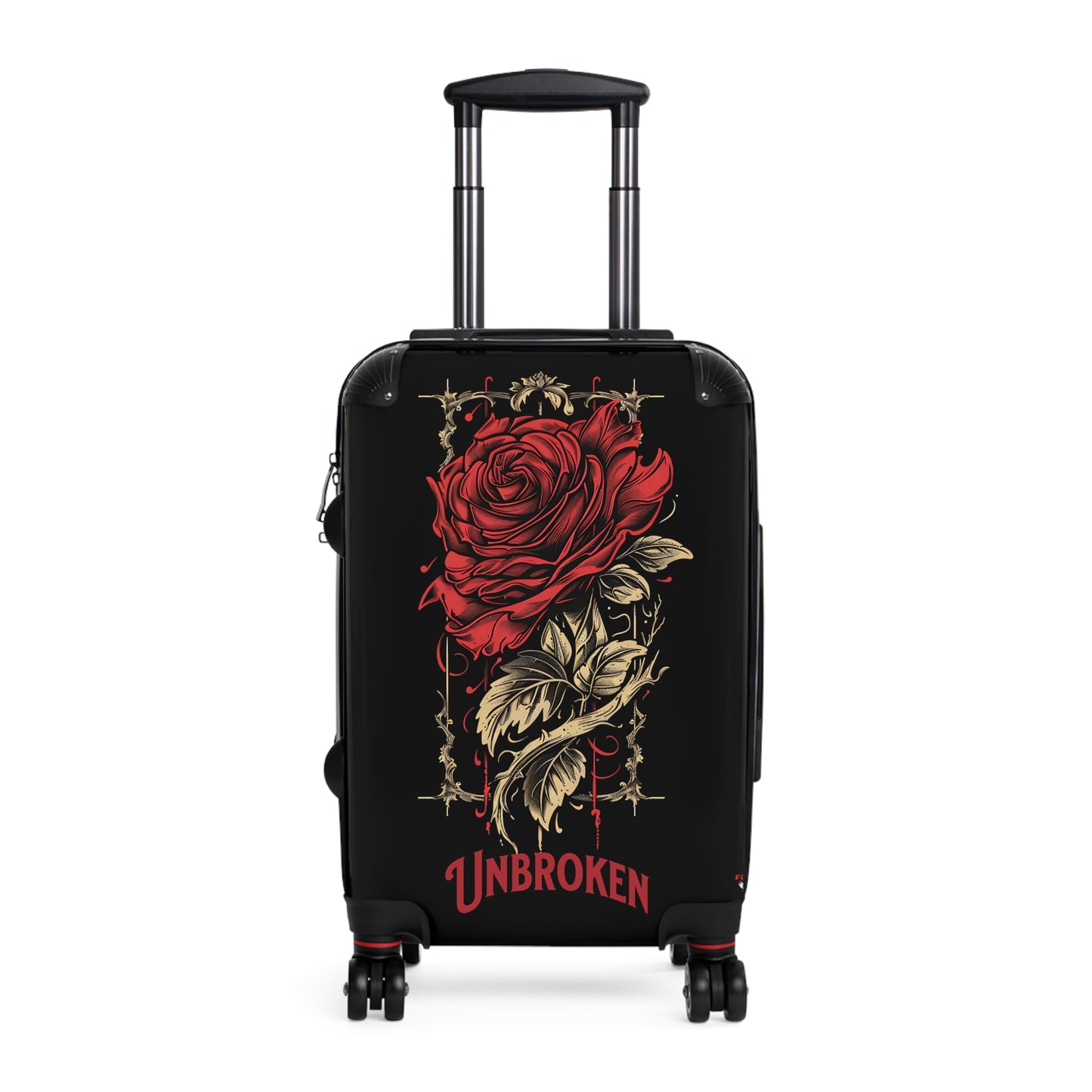 Unbroken Rose Design Hard-Shell Suitcases, Telescopic Handle, 360° Wheels, Locks, Carry-On, Medium, Large