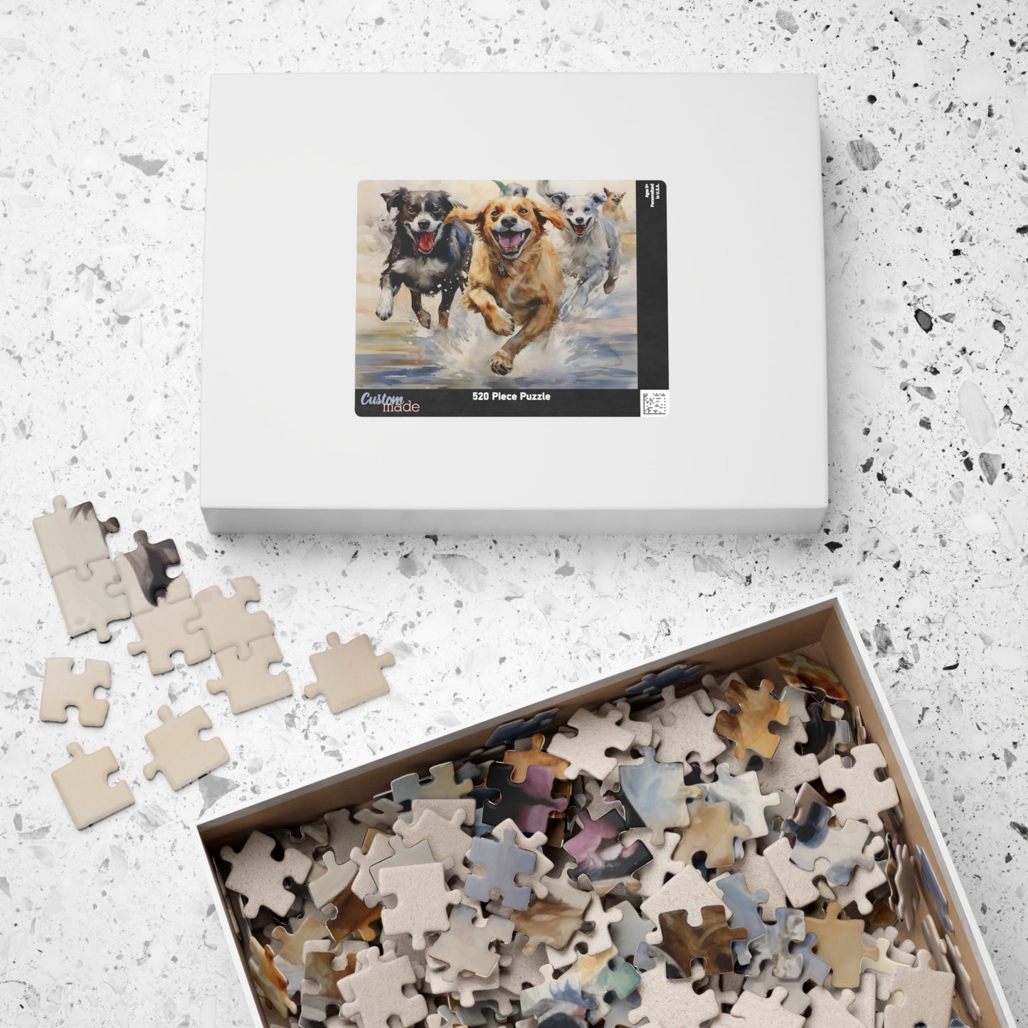 Mutts at Play Puzzle (110, 252, 500, 1014-piece) | Dogs Family Friends K9 Canine Pals Dog Buddies Pets Fur Babies Water Color Art Jig Saw