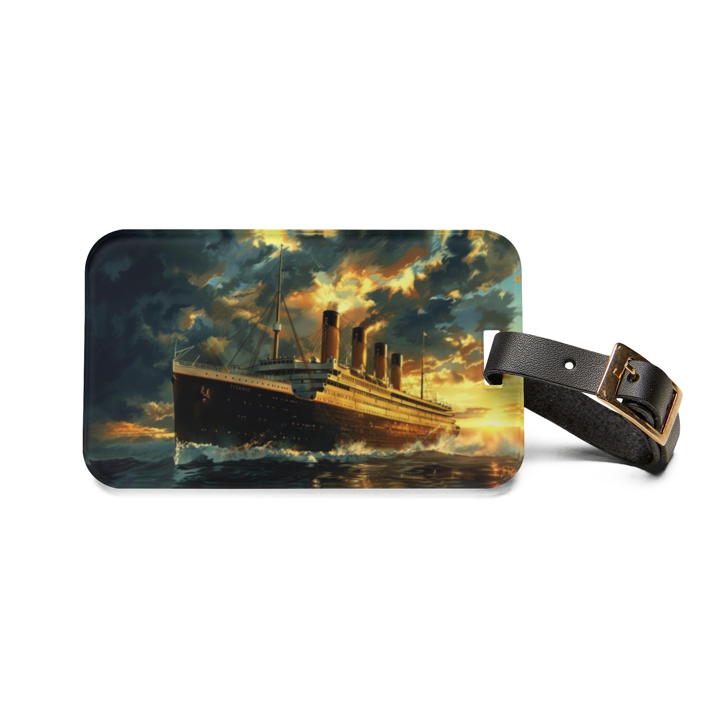 Titanic Acrylic Luggage Tags, 2.4 x 4 inches, 3 Design options, Leather Strap