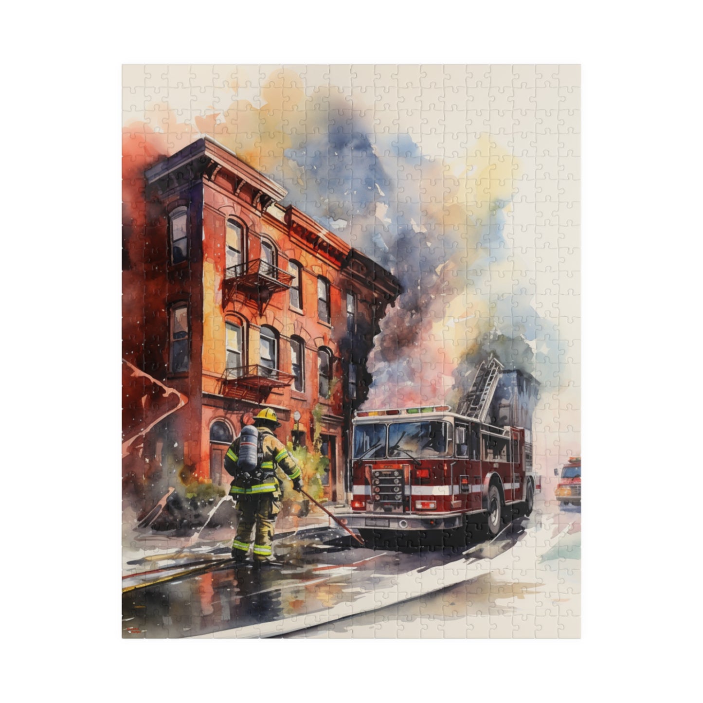 Rowhouse Fire Puzzle (500, 1014-piece) | Firefighters Fighting Fire Service Decor Collection Dept Fireman Jigsaw Game Engine