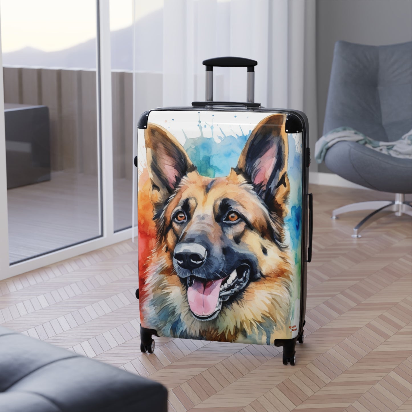 German Shepherd Suitcase by Firechick Designs | Mastiff Police Guard Security Dog Family Pet K9 Canine Man's Best Friend Puppy Dogs Bag