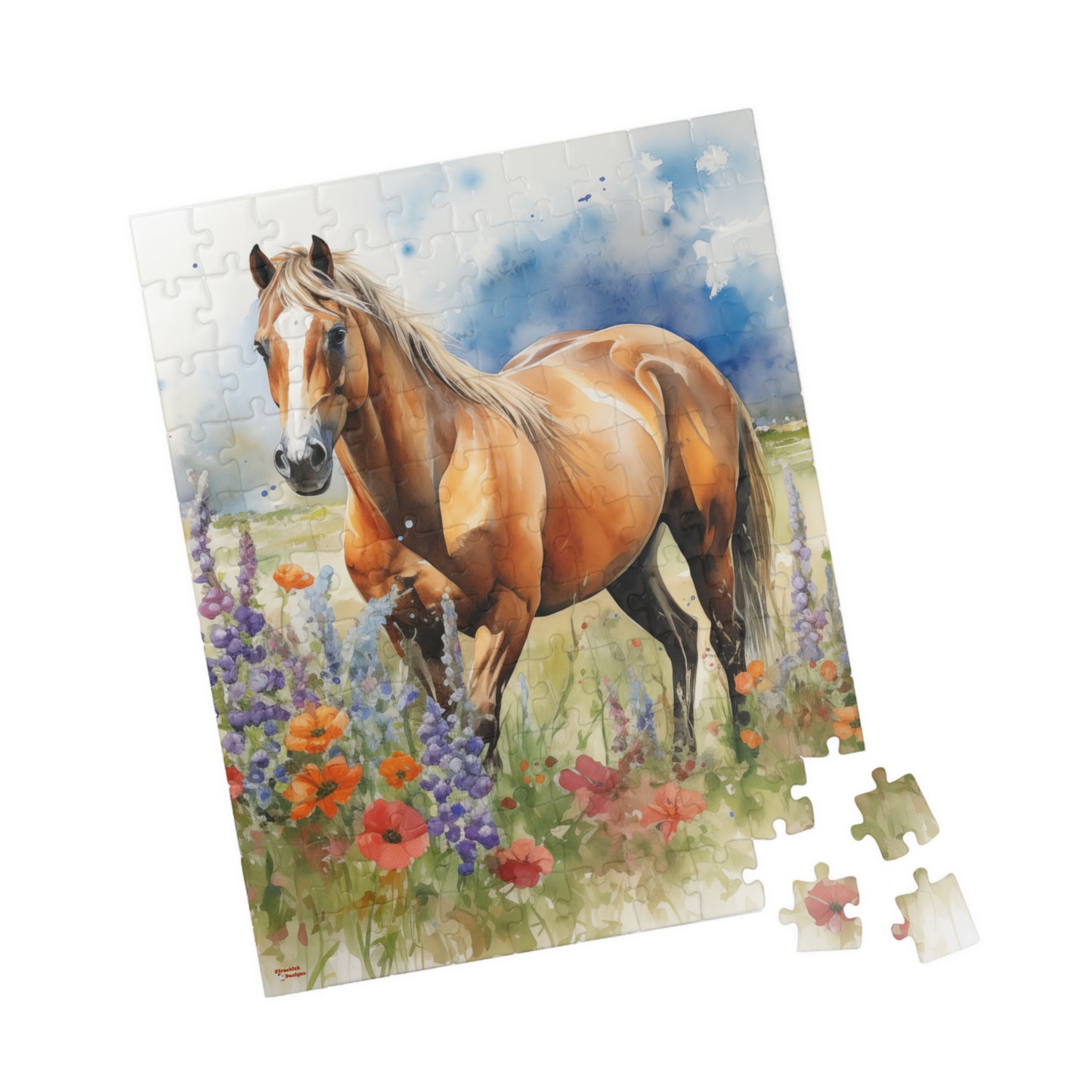 Puzzle of American Quarter Horse in Wildflowers (110, 252, 520, 1014-piece) Equestrian Animal Equine Pony Stallion Mare Racehorse Tabletop Game Jig Saw