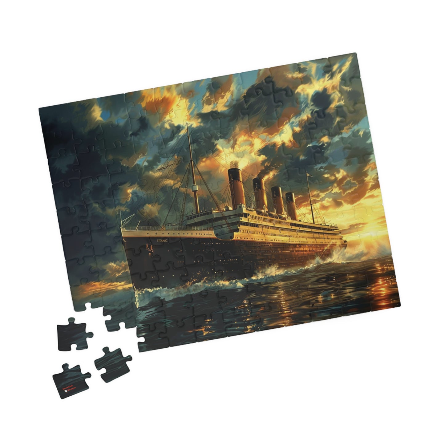 RMS Titanic at Sunset Puzzle (110, 252, 520, 1014-piece) Large Ship Beautiful Scenery Ocean Sea Cruise Maiden Voyage 1000 500 Jig Saw