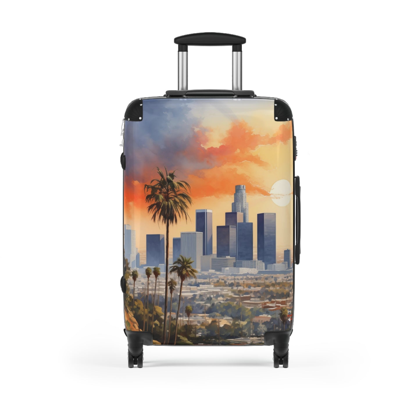 Los Angeles Suitcase | Cityscape Skyline City of Angels Bag Duffle Carry-On Watercolor Traveler California Sunset CA Garment Suit Case