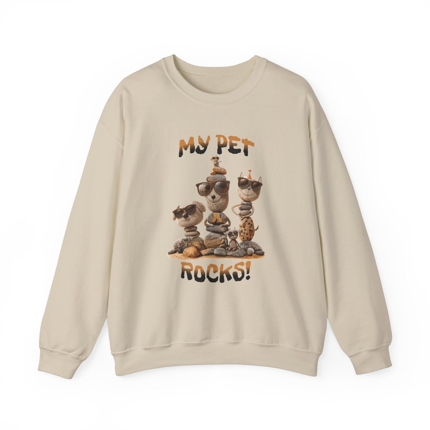 My Pet Rocks Unisex Heavy Blend™ Crewneck Sweatshirt Fun Animals Lover Dogs Cats Silly Cute Animal Print Fur Babies