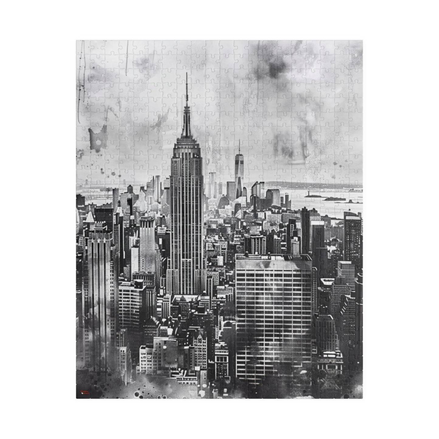 New York City Jigsaw Puzzles, 110/252/520/1014 Pieces, Watercolor Style, Monochrome, 100% Chipboard, Glossy Laminated, Ages 9+