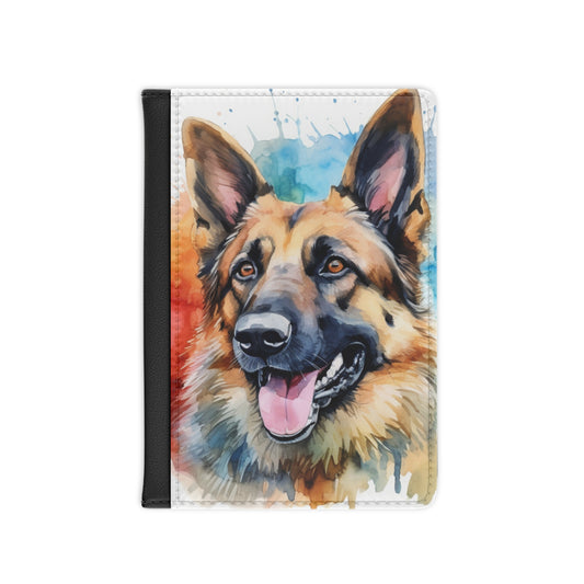 Passport Cover, Faux Leather, German Shepherd Design, 3.9" x 5.8", RFID Blocking, 2 Variations (Oil Painting/Watercolor)