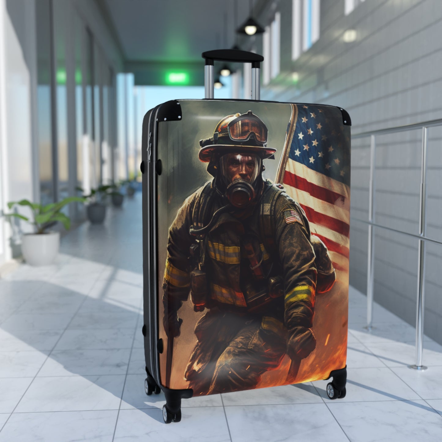 American Firefighter Suitcase Fireman Fire Fighter Luggage Duffle Bag Carryon First Responder Gear Baggage Travel Case