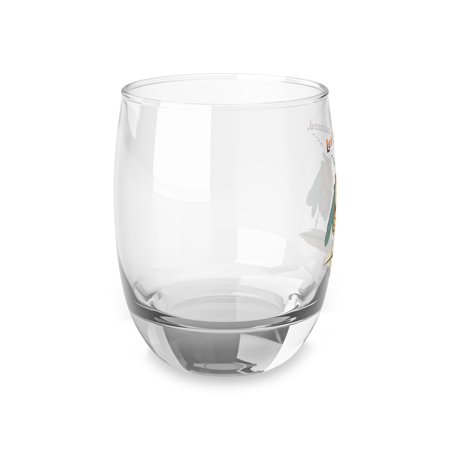 Let's Get Buzzed Whiskey Glass, 6oz (0.17L), Cartoon Cicadas, Glossy Print, Bourbon Glasses