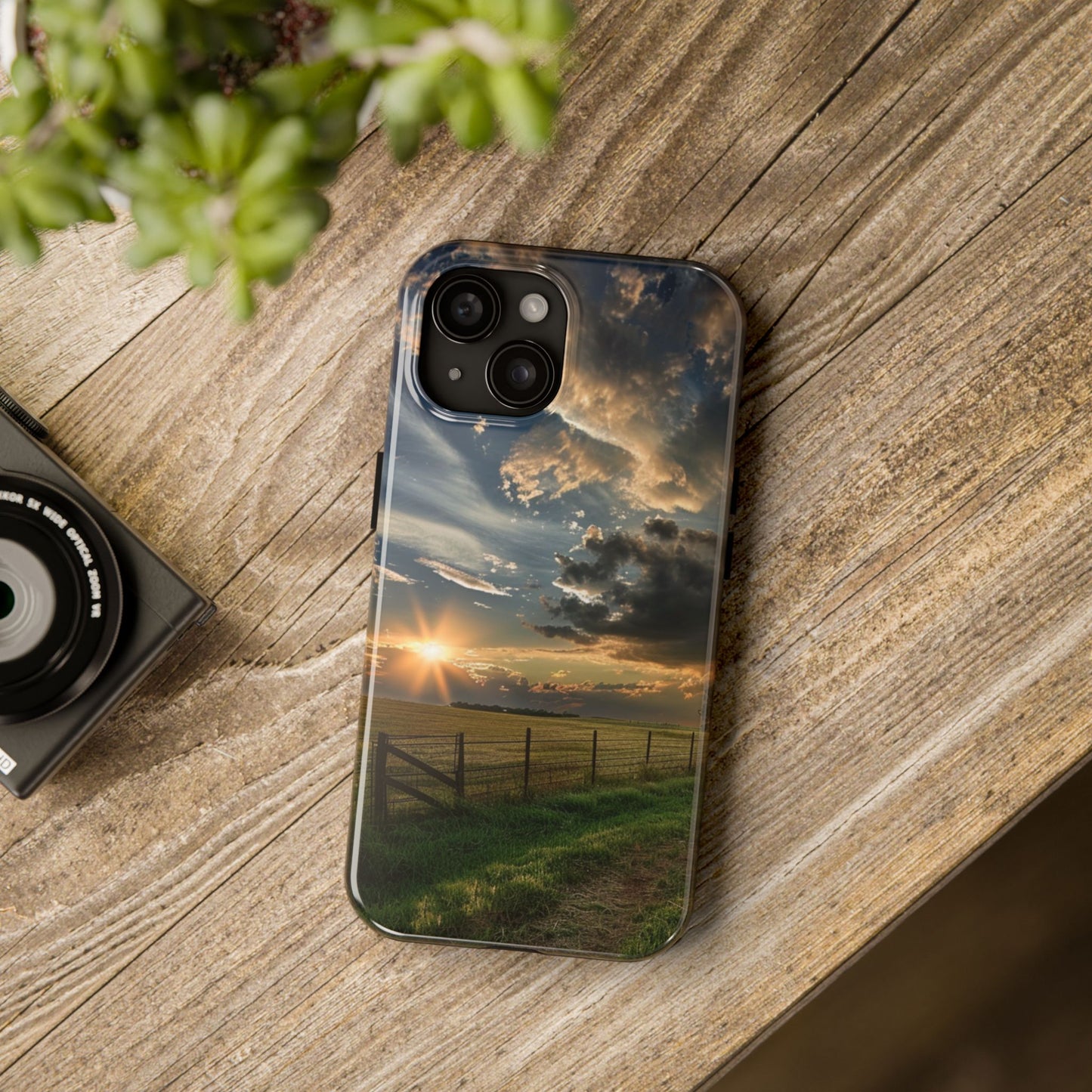 Tough iPhone 15 Series Phone Case, Scenic American Heartland Design, Polycarbonate Shell, TPU Lining, Wireless Charging Compatible