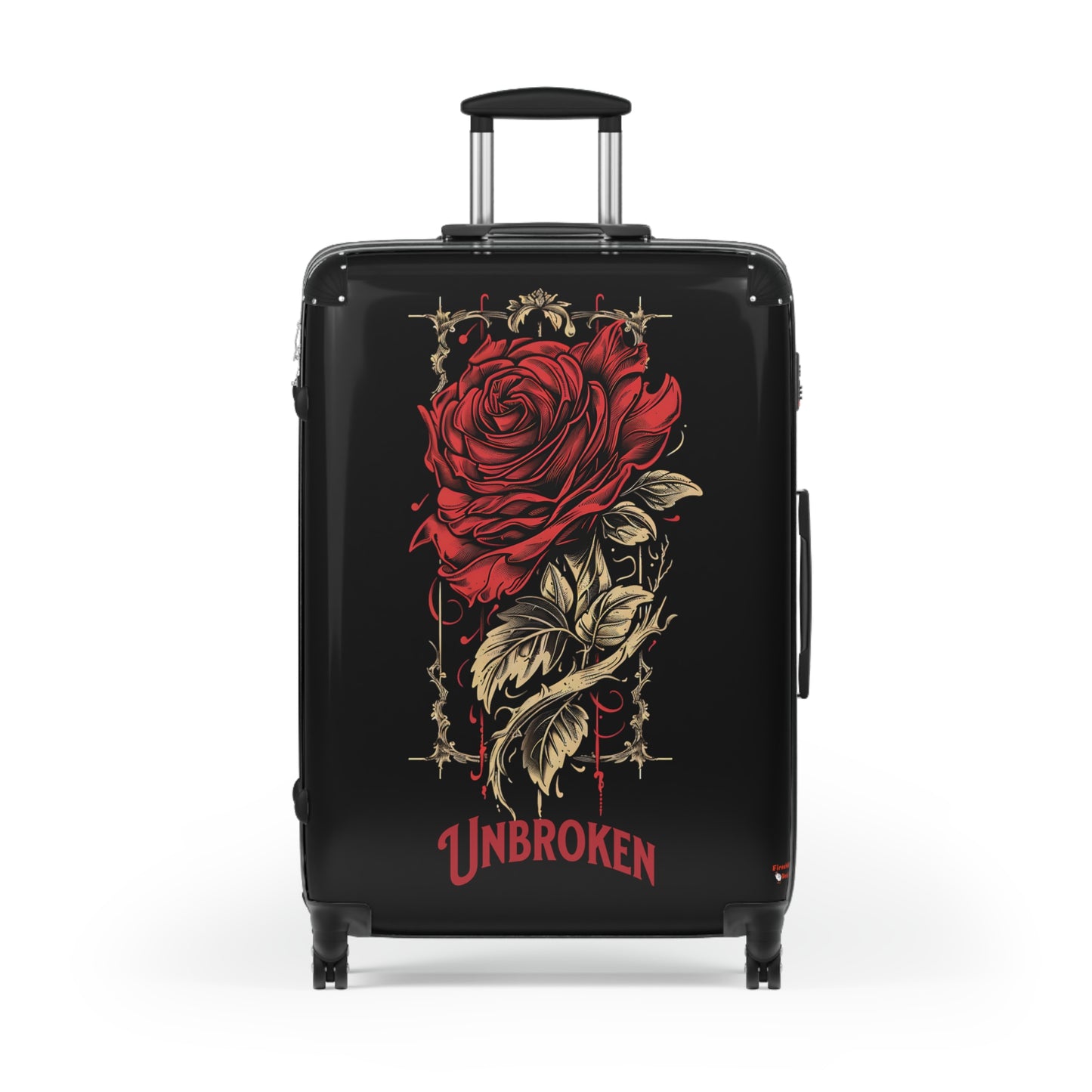 Unbroken Rose Design Hard-Shell Suitcases, Telescopic Handle, 360° Wheels, Locks, Carry-On, Medium, Large