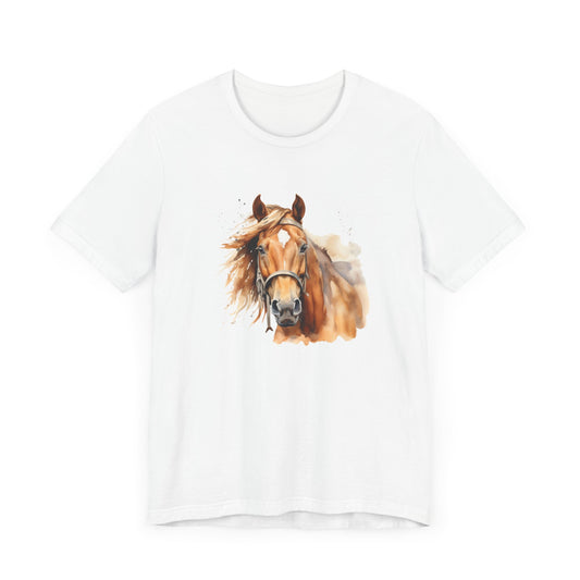 Horse Print T-Shirt, Short Sleeve, White or Natural, Ring-Spun Cotton, Horse Image, Comfort Fit, American Quarter Horse