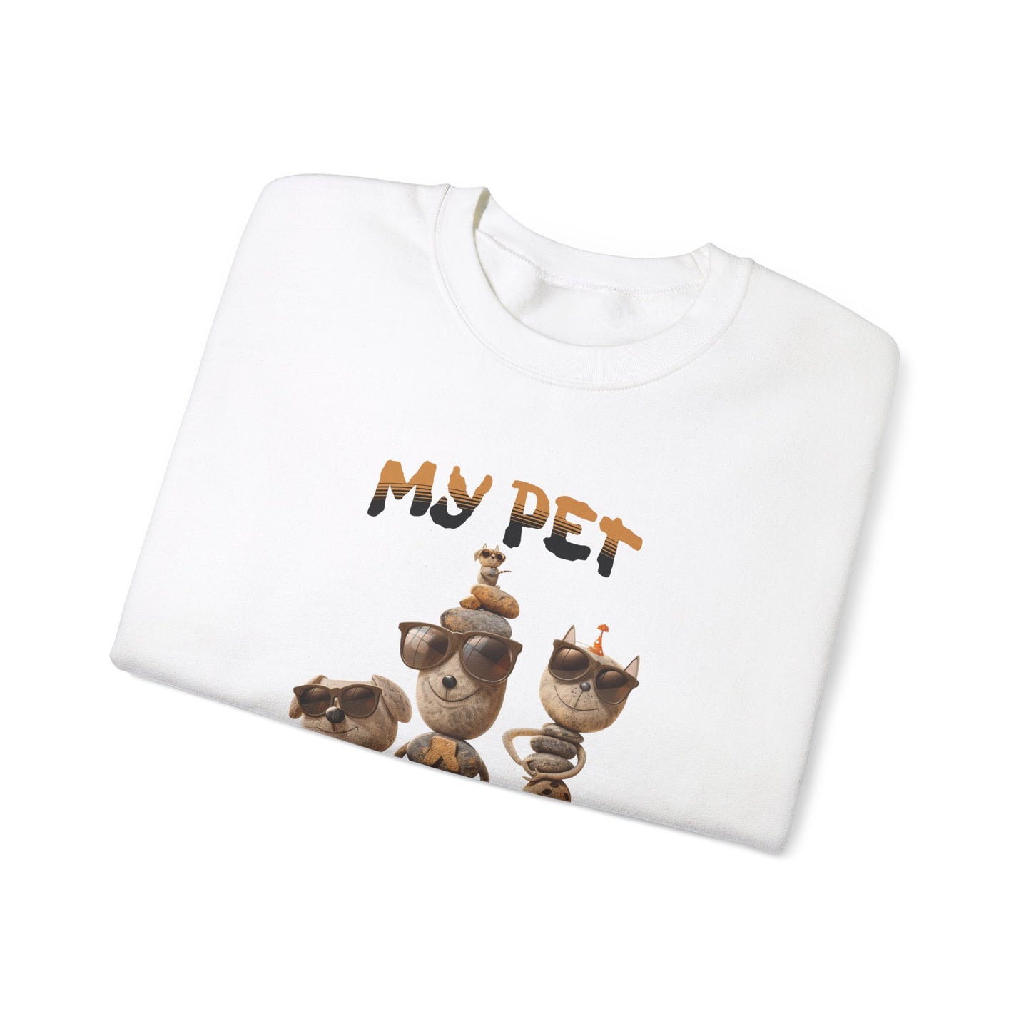 My Pet Rocks Unisex Heavy Blend™ Crewneck Sweatshirt Fun Animals Lover Dogs Cats Silly Cute Animal Print Fur Babies