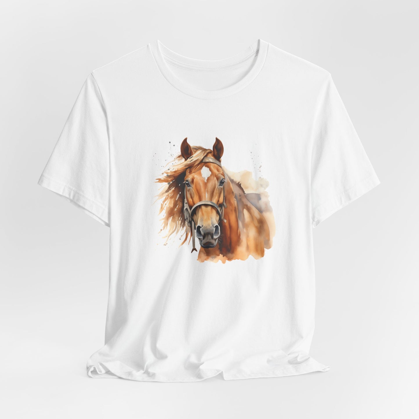 Horse Print T-Shirt, Short Sleeve, White or Natural, Ring-Spun Cotton, Horse Image, Comfort Fit, American Quarter Horse