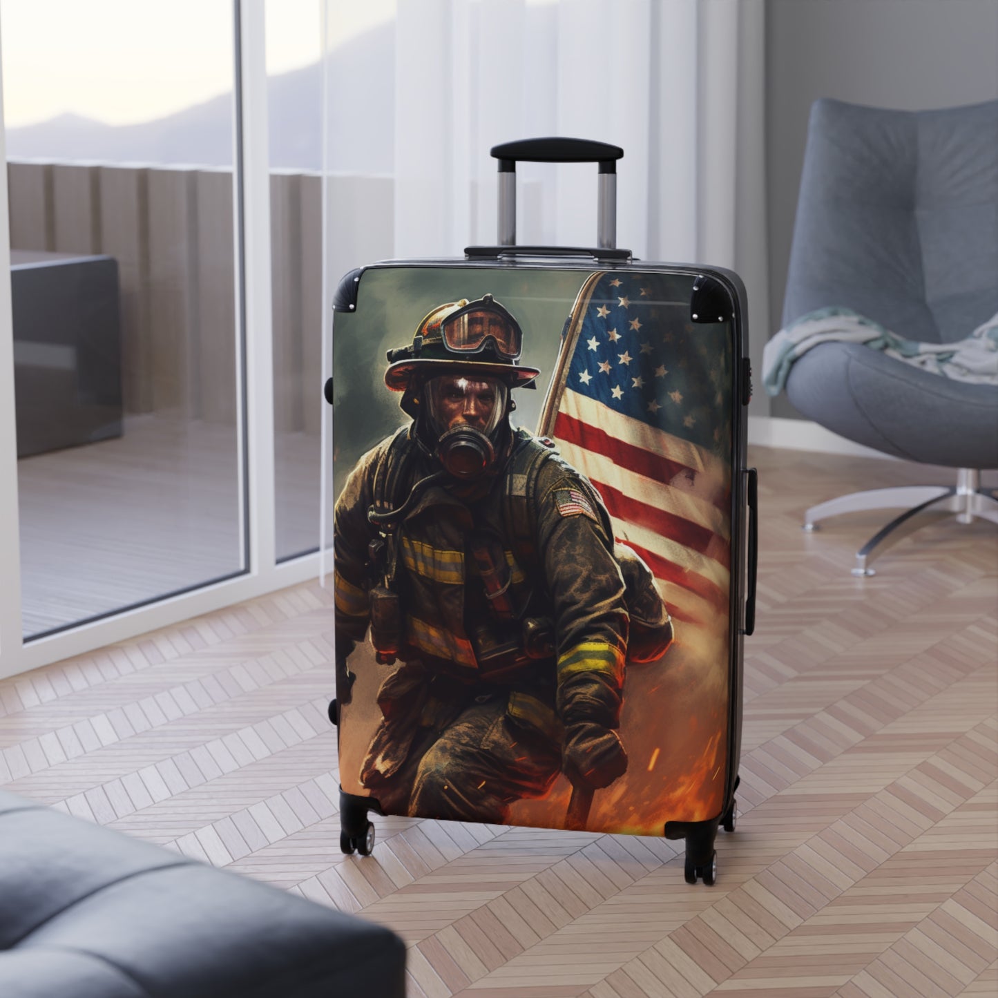 American Firefighter Suitcase Fireman Fire Fighter Luggage Duffle Bag Carryon First Responder Gear Baggage Travel Case