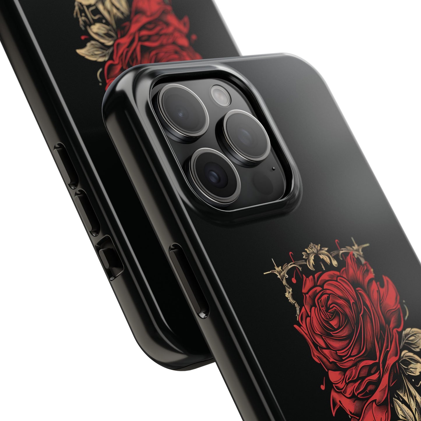 Unbroken Vintage Rose Design Tough Cases for iPhone 15, 15 Pro, 15 Plus, 15 Pro Max, Lightweight, Impact Resistant, 2-Piece TPU and Polycarbonate Shell