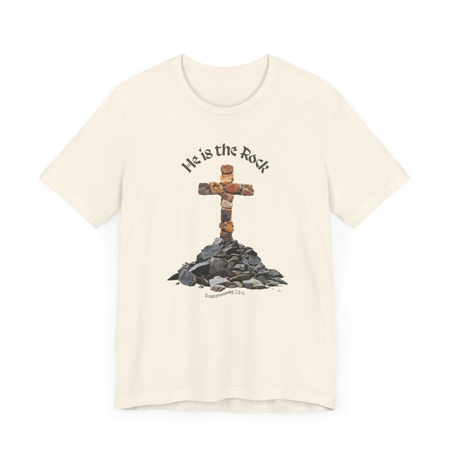 He is the Rock Cross T-Shirt, Small - XL, White or Solid Colors, Unisex Jersey Short Sleeve