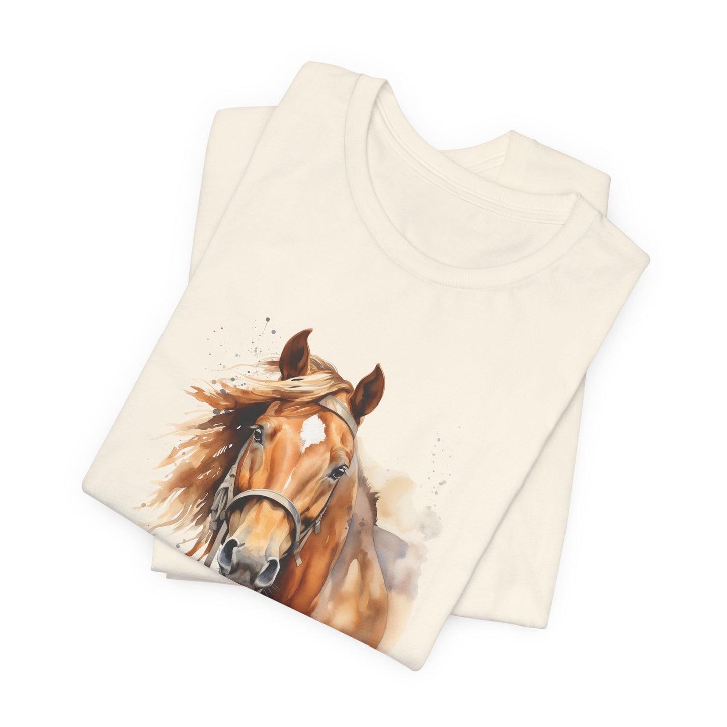 Horse Print T-Shirt, Short Sleeve, White or Natural, Ring-Spun Cotton, Horse Image, Comfort Fit, American Quarter Horse