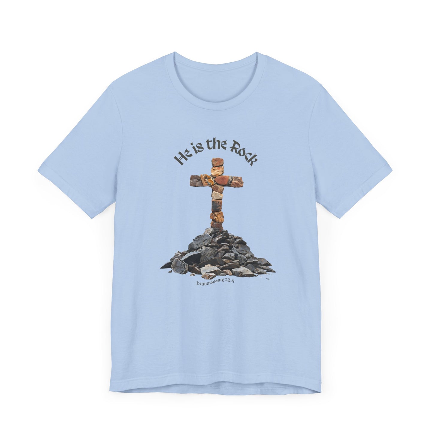 He is the Rock Cross T-Shirt, Small - XL, White or Solid Colors, Unisex Jersey Short Sleeve