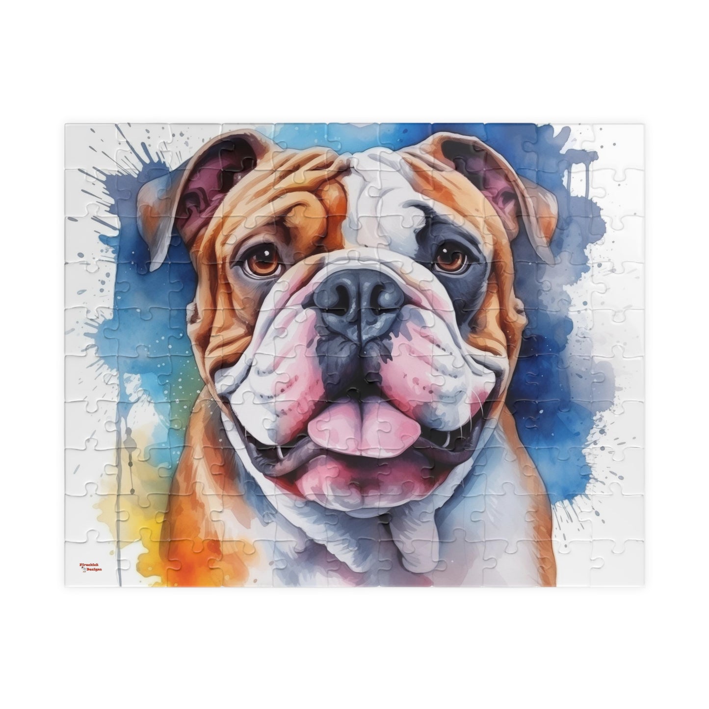 Bulldog Jigsaw Puzzle, Watercolor Portrait (110, 252, 520, 1014-piece)English British Dog Family Pet K9 Canine Mastiff Puppy Puppies Tabletop Games Jig Saw