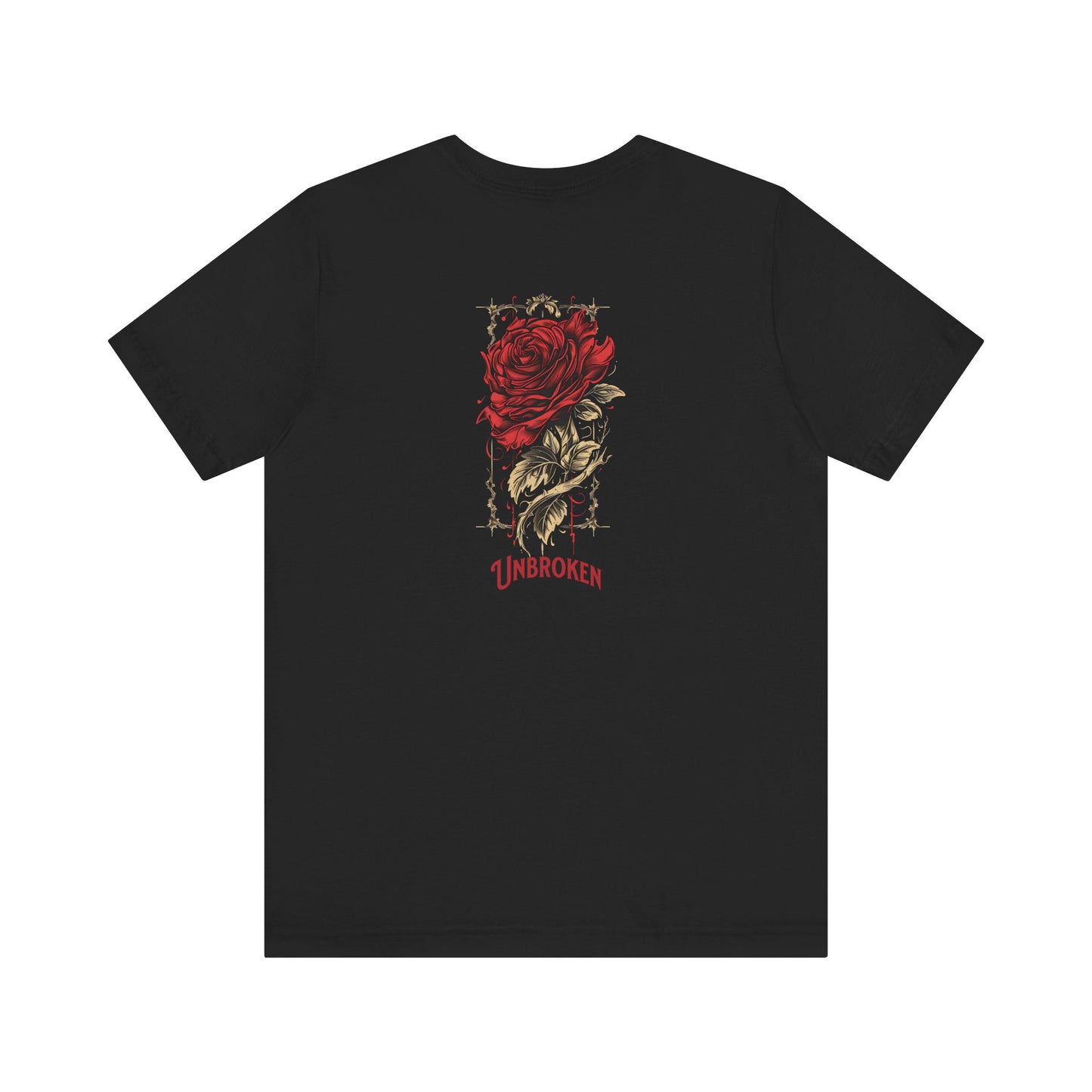 Unbroken Vintage Rose Unisex Jersey T-Shirt, Short Sleeve, Black, Navy