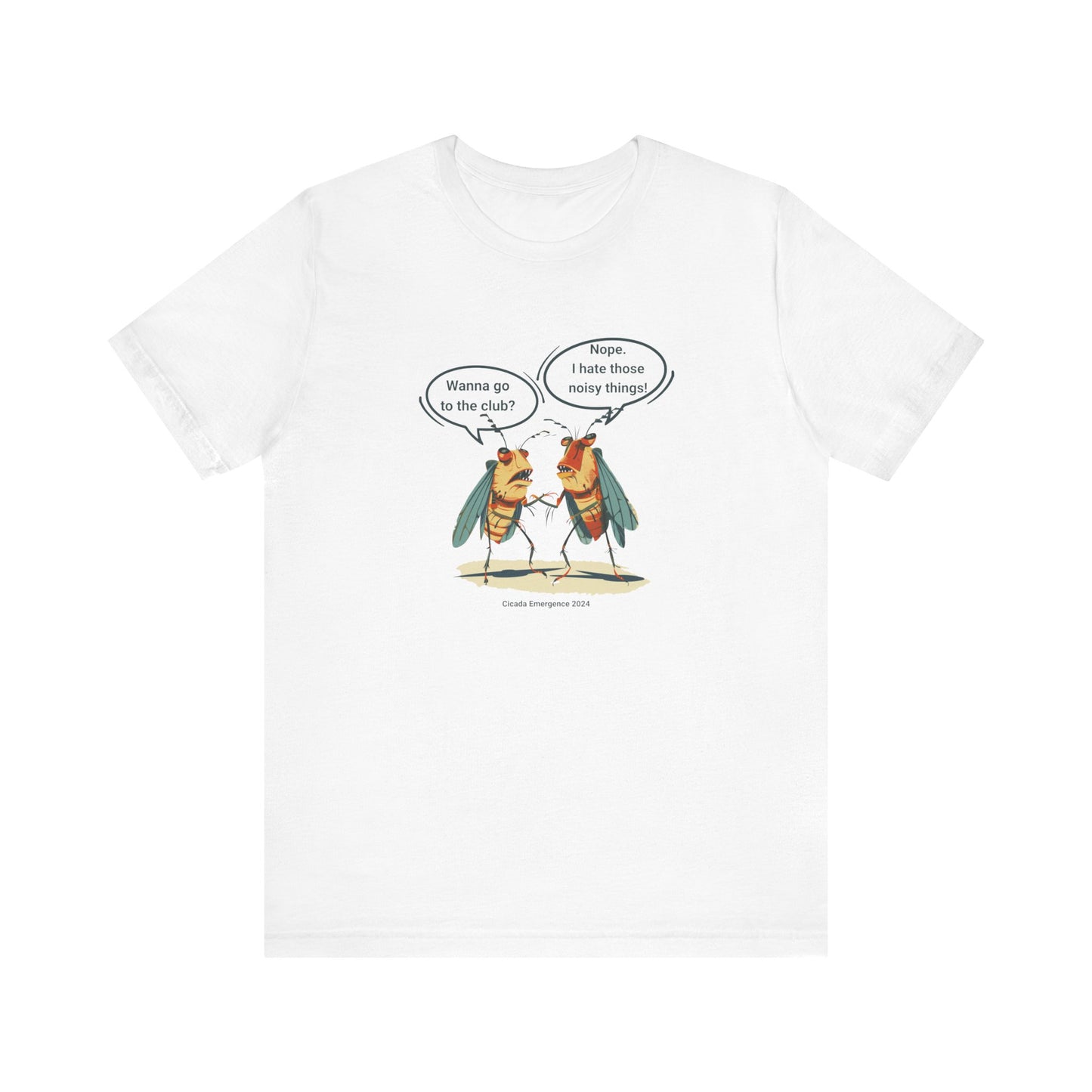 Unisex Cicadas Cartoon Jersey Tee, Short Sleeve, Cicada Nope tshirt Emergence 2024 Bug Insect Invasion